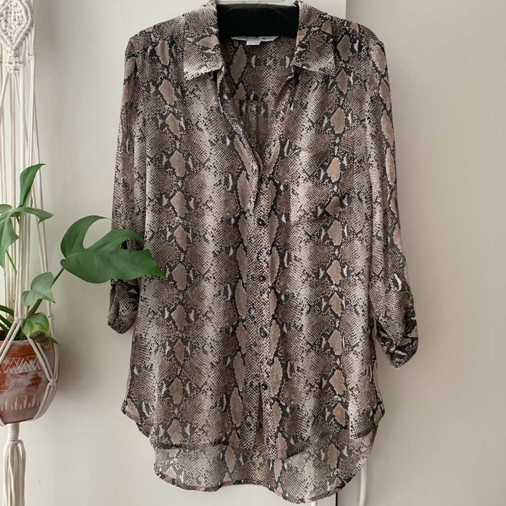 DVF Lorelei Two Python Blouse - 0